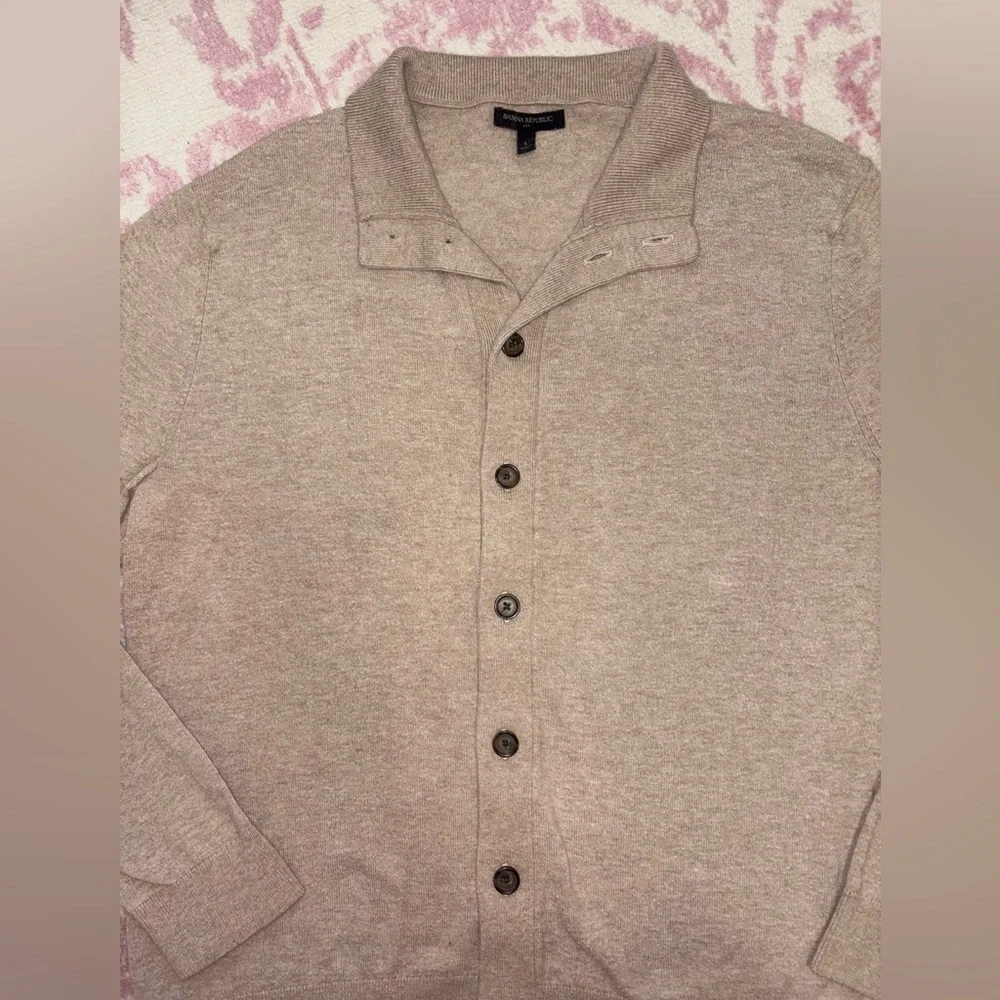 Banana Republic Cotton & Wool Blend Beige Collar Button Up Cardigan Men’s L